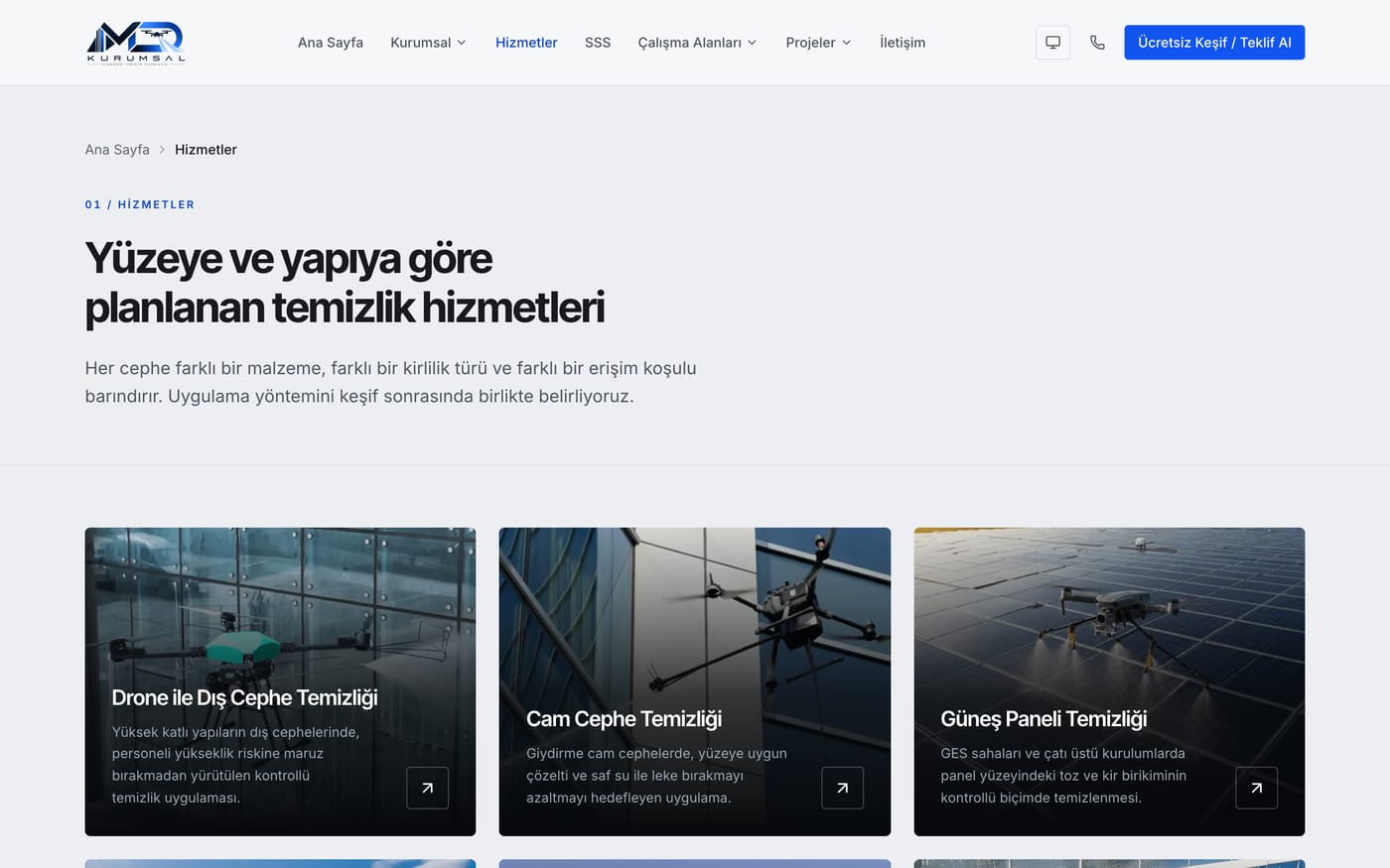 Hizmetler ekranı